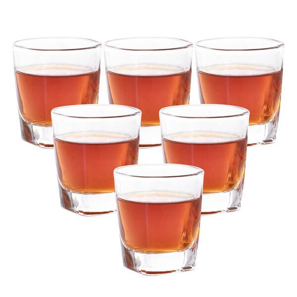 6 Copos Copinhos Shot Dose Vidro Base Quadrada 55ml