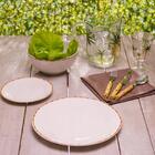 6 Facas Para Mesa Lyor Bambu De Aço Inox Natural 22cm