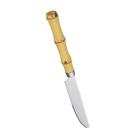 6 Facas Para Mesa Lyor Bambu De Aço Inox Natural 22cm