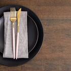 6 Facas Para Mesa Lyor Ópera De Aço Inox Champanhe E Rosa