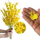 6 Flores De Orquídea Amarela Artificial Toque Delicado E Atem