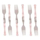 6 Garfos Para Mesa Lyor De Aço Inox Bambu Rosa 19,5cm