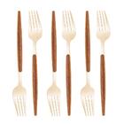 6 Garfos Para Mesa Lyor Organic De Aço Inox Dourado Natural
