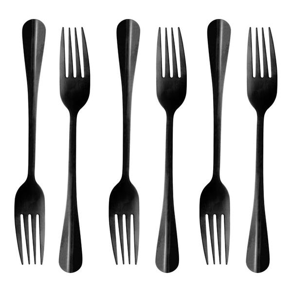 6 Garfos Para Mesa Lyor Positano De Aço Inox Preto