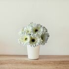 6 Gérberas Brancas Artificiais Com Haste Flexível E Toque Rea