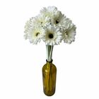 6 Gérberas Brancas Artificiais Com Haste Flexível E Toque Rea