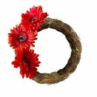 6 Gerberas Laranja Artificiais Com Haste Flexível E Toque Rea