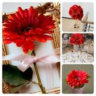 6 Gerberas Laranja Artificiais Com Haste Flexível E Toque Rea