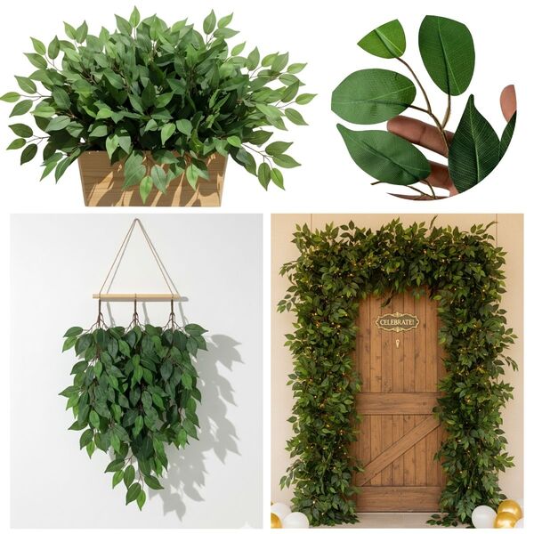 6 Hastes De Plantas Fícus Artificial Com Aparência Realista P