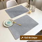 6 Jogo Americano Napoli Cinza Impermeável Pvc