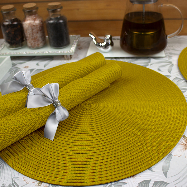 6 Jogo Americano Redondo Mesa Posta Sousplat Luxo Pvc Mam