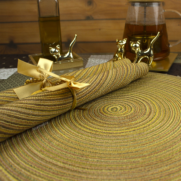 6 Jogo Americano Redondo Mesa Posta Sousplat Luxo Pvc Pmam