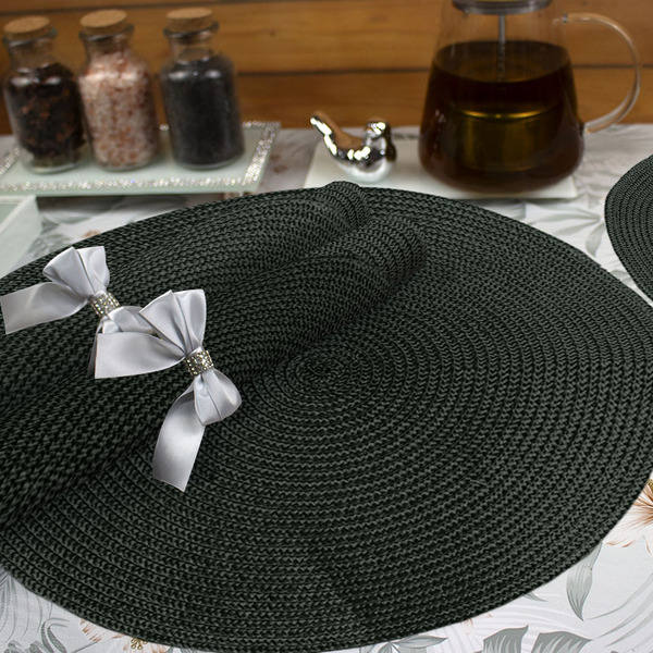 6 Jogo Americano Redondo Mesa Posta Sousplat Pvc Ma Oliva