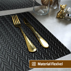 6 Jogo Americano Roma Alto Padrão Impermeável  Pvc Pt - Preto