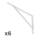 Kit com 6 Mão Francesa Leve Brasforma 15,2x26,9cm Branca Aço Carbono