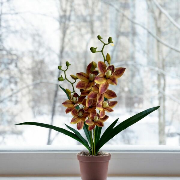 6 Orquídeas Artificiais De 60cm Cada - Detalhes Autênticos E