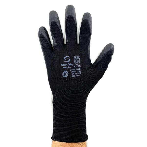 6 Pares Luva De Segurança Ss 1003 Tricotada Acabamento Em Pu