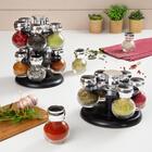 6 Porta Tempero Com Base Wolff Poli Preta De Vidro 17cm