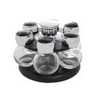 6 Porta Tempero Com Base Wolff Poli Preta De Vidro 17cm