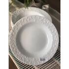 6 Pratos Fundos Germer Branco Redondo 23,5cm Em Porcelana Com