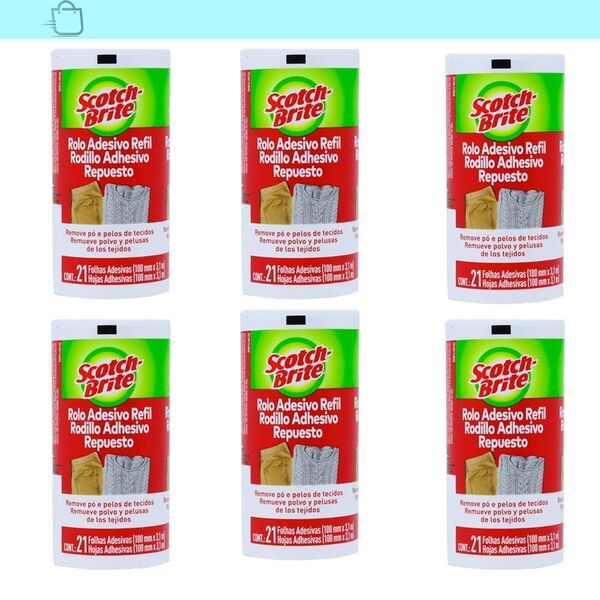 6 Refil Rolo Adesivo Scotch-brite Roupas Novas E Limpas