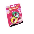6 Rolos De Fita Adesiva Escolar 12mm X 10 M Cores Sortidas