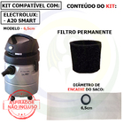 6 Saco + Filtro Espuma Permanente Motor Refil Coletor Bag Car