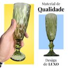 6 Taças De Champagne De Vidro Verde Modelo De Luxo