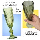 6 Taças De Champagne De Vidro Verde Modelo De Luxo