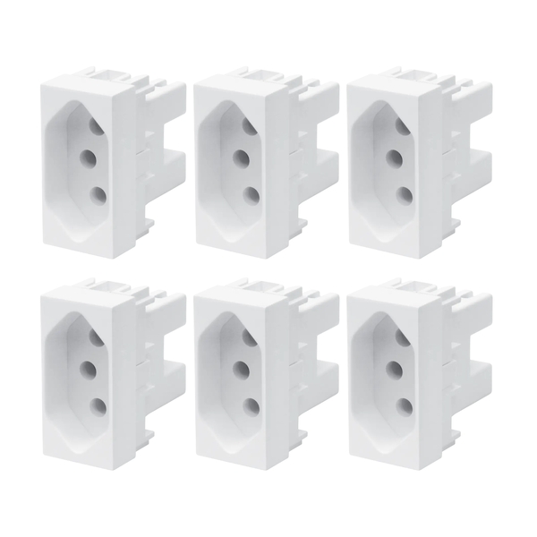 6 Un Módulo Tomada 2p+t 10a/250v Fame Elegance Branco Branco