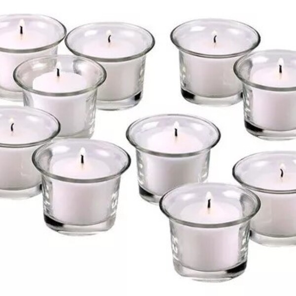 6 X Velas Votivas Rechauds Em Copo Porta Velas Vidro - 7hrs