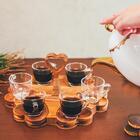 6 Xícaras Com Suporte De Café Woodart Coração Teca 75ml