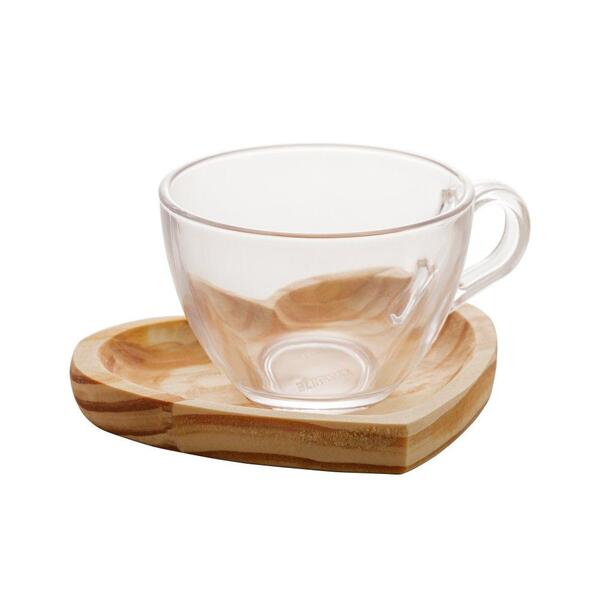 6 Xícaras Woodart Coração De Chá Pinus Natural 190ml