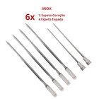 6x Espetos Espada/coração De Inox Lâmina 50cm Para Churrasco