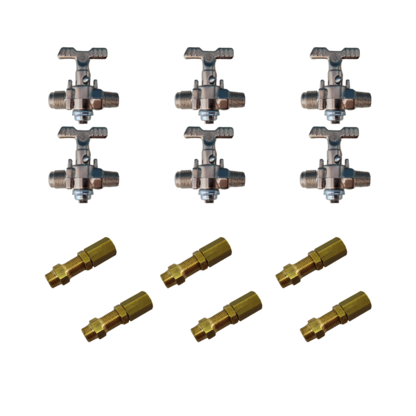 6x Torneira Ramal Para Fogão Industrial + 6 Injetores 0,60mm