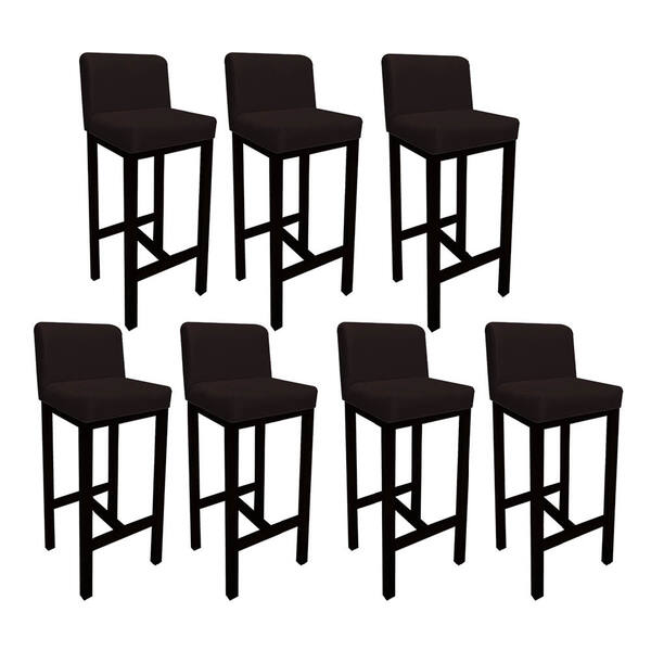 7 Banquetas Bia Suede Marrom E Base Preta -bela Casa Shop