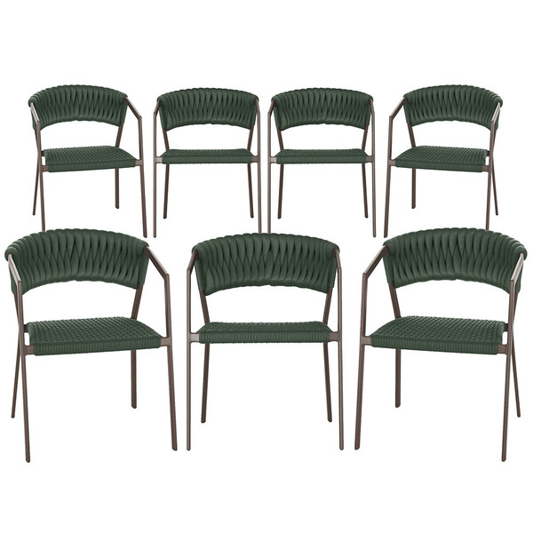 7 Cadeiras Atenas Tricô Náutico E Alumínio Com Proteção Uv Pa