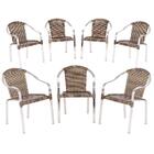7 Cadeiras De Area Em Aluminio E Fibra Sintetica Capuccino