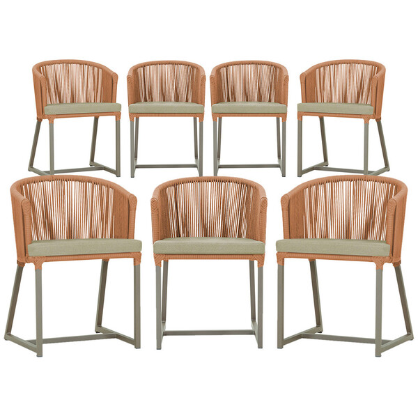 7 Cadeiras De Jantar Área Noronha Em Alumínio Com Pintura Fen