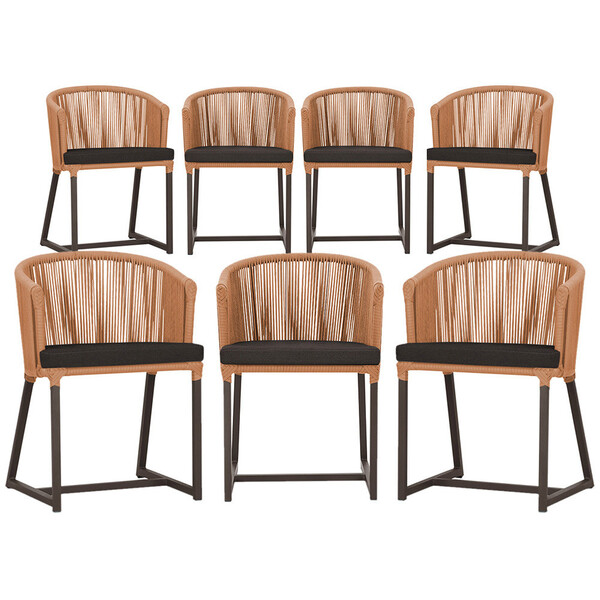 7 Cadeiras De Jantar Área Noronha Em Alumínio Com Pintura Mar