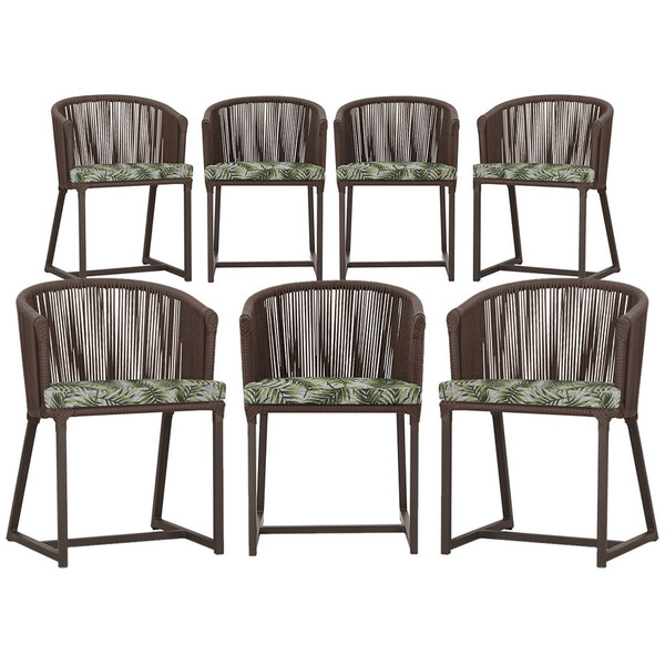 7 Cadeiras De Jantar Área Noronha Em Alumínio Com Pintura Mar