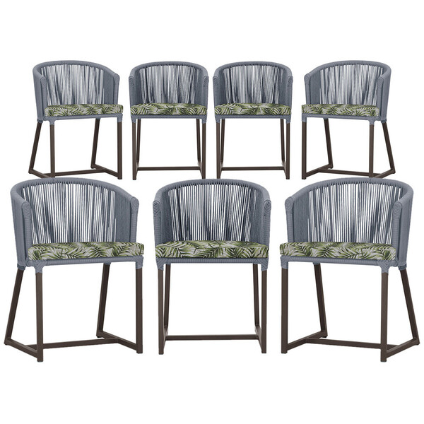 7 Cadeiras De Jantar Área Noronha Em Alumínio Com Pintura Mar