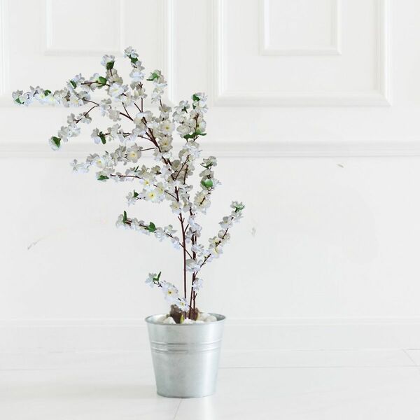 7 Flores De Cerejeira Branca Artificial De Alta Qualidade Flo