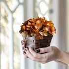 7 Mini Buquês De Hortênsias Artificiais Flor Realista Na Cor