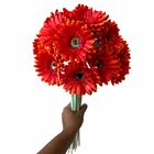 7 Unidades De Gérbera Artificial Laranja Com Galho Flexível F