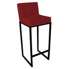 8 Banquetas Alta Lunna Suede Vermelho E Base Preta