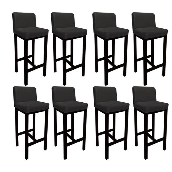 8 Banquetas Bia Suede Cinza E Base Preta -bela Casa Shop