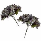 8 Buquês De Mini Hortênsias 26 Cm Artificiais Flor Lilás Para