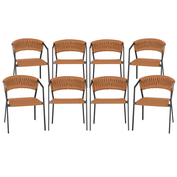 8 Cadeiras Atenas Tricô Náutico E Alumínio Com Proteção Uv Pa