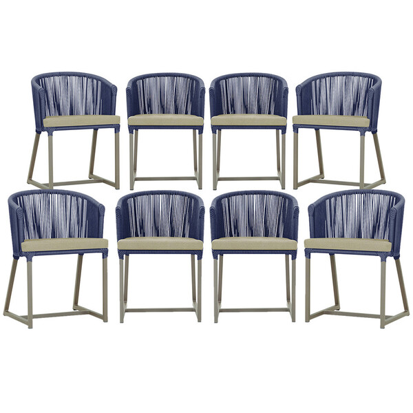 8 Cadeiras De Jantar Área Noronha Em Alumínio Com Pintura Fen